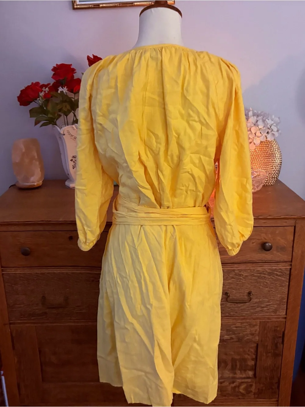 Banana republic  Yellow Wrap Midi Dress with Tie Waist size small